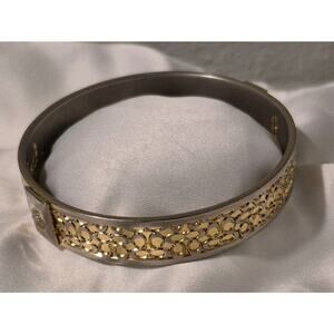 Coach Gold tone and Silver Logo Bangle Bracelet Preppy Old Money Y2K Classic